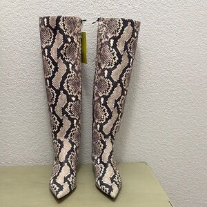 Snakeskin Pattern Knee-High Boots